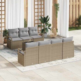 Conjunto de sofá de jardín 8 pcs Beige y gris 55 x 55 x 37 cm