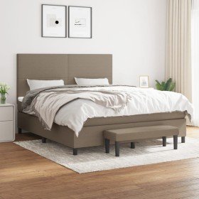 Cama box spring con colchón tela gris taupe 160x200 cm en Camas y somieres | Comprar online en Foro24