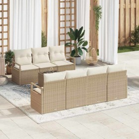 Conjunto de sofá de jardín 8 pcs Beige y Crema 55 x 55 x 37 cm
