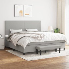 Cama box spring con colchón tela gris claro 200x200 cm en Camas y somieres | Comprar online en Foro24
