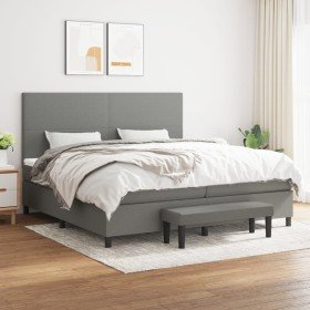 Cama box spring con colchón tela gris oscuro 200x200 cm en Camas y somieres | Comprar online en Foro24