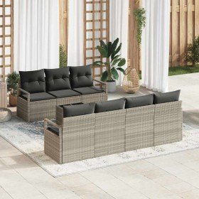 Conjunto de sofá de jardín 8 pcs Gris claro 55 x 55 x 37 cm