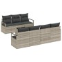 Conjunto de sofá de jardín 8 pcs Gris claro 55 x 55 x 37 cm