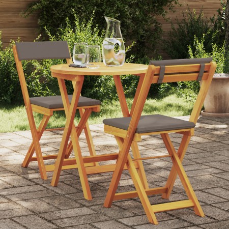 Juego de Bistro Plegable de 3 Piezas con Cojines de Madera Maciza de Acacia | Foro24.es | Tu tienda online para hogar, jardín y más Foro24.es