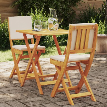 Juego de Bistro Plegable de 3 Piezas con Cojines de Madera Sólida de Acacia | Foro24.es | Tu tienda online para hogar, jardín y más Foro24.es