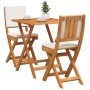 Juego de Bistro Plegable de 3 Piezas con Cojines de Madera Sólida de Acacia | Foro24.es | Tu tienda online para hogar, jardín y más Foro24.es