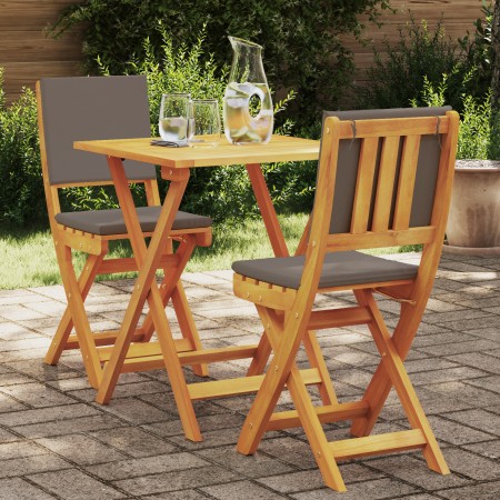 Set Bistro Plegable de 3 Piezas con Cojines, Madera Maciza de Acacia | Foro24.es | Tu tienda online para hogar, jardín y más Foro24.es