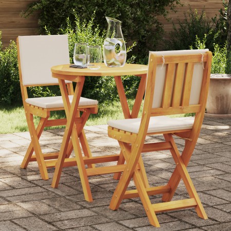 Juego de Bistro Plegable de 3 Piezas con Cojines de Madera Maciza de Acacia | Foro24.es | Tu tienda online para hogar, jardín y más Foro24.es