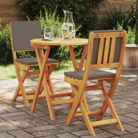 Conjunto Bistro Plegable de 3 Piezas con Cojines