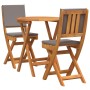Conjunto Bistro Plegable de 3 Piezas con Cojines de Madera Maciza de Acacia | Foro24.es | Tu tienda online para hogar, jardín y más Foro24.es