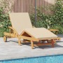 Tumbona plegable con ruedas y cojín beige de madera maciza de acacia von , Liegen - Ref: Foro24-4105529, Preis: 215,36 €, Rab...