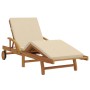Tumbona plegable con ruedas y cojín beige de madera maciza de acacia von , Liegen - Ref: Foro24-4105529, Preis: 215,36 €, Rab...