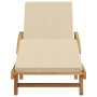 Tumbona plegable con ruedas y cojín beige de madera maciza de acacia von , Liegen - Ref: Foro24-4105529, Preis: 215,36 €, Rab...