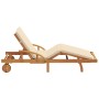 Tumbona plegable con ruedas y cojín beige de madera maciza de acacia von , Liegen - Ref: Foro24-4105529, Preis: 215,36 €, Rab...