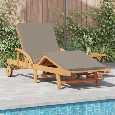 Tumbona plegable con ruedas y cojín taupe de madera sólida de acacia | Foro24.es | Tu tienda online para hogar, jardín y más Foro24.es