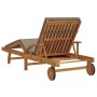 Tumbona plegable con ruedas y cojín taupe de madera sólida de acacia | Foro24.es | Tu tienda online para hogar, jardín y más Foro24.es