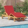 Tumbona plegable con ruedas y cojín rojo de madera de teca | Foro24.es | Tu tienda online para hogar, jardín y más Foro24.es