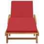 Tumbona plegable con ruedas y cojín rojo de madera de teca | Foro24.es | Tu tienda online para hogar, jardín y más Foro24.es