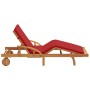 Tumbona plegable con ruedas y cojín rojo de madera de teca | Foro24.es | Tu tienda online para hogar, jardín y más Foro24.es