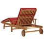 Tumbona plegable con ruedas y cojín rojo de madera de teca | Foro24.es | Tu tienda online para hogar, jardín y más Foro24.es