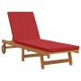 Tumbona con ruedas y cojín rojo de madera maciza von , Liegen - Ref: Foro24-4105539, Preis: 220,23 €, Rabatt: %