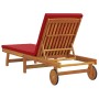 Tumbona con ruedas y cojín rojo de madera maciza von , Liegen - Ref: Foro24-4105539, Preis: 220,23 €, Rabatt: %