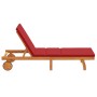 Tumbona con ruedas y cojín rojo de madera maciza von , Liegen - Ref: Foro24-4105539, Preis: 220,23 €, Rabatt: %