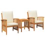 Conjunto de Jardín de 3 Piezas con Cojines de Madera Sólida de Acacia | Foro24.es | Tu tienda online para hogar, jardín y más Foro24.es