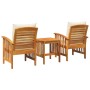 Conjunto de Jardín de 3 Piezas con Cojines de Madera Sólida de Acacia | Foro24.es | Tu tienda online para hogar, jardín y más Foro24.es