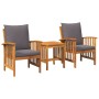 Set de Jardín de 3 Piezas con Cojines de Madera de Acacia Sólida | Foro24.es | Tu tienda online para hogar, jardín y más Foro24.es