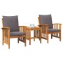 Set de Jardín de 3 Piezas con Cojines de Madera de Acacia Sólida | Foro24.es | Tu tienda online para hogar, jardín y más Foro24.es