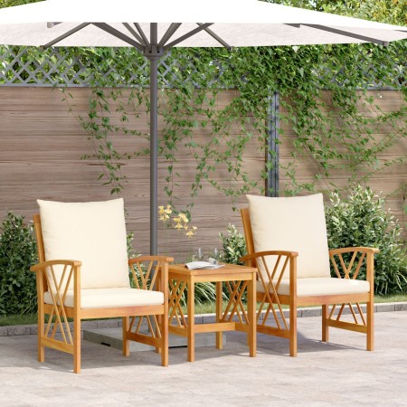 Conjunto de Jardín de 3 Piezas con Cojines de Madera Maciza de Acacia | Foro24.es | Tu tienda online para hogar, jardín y más Foro24.es