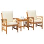 Conjunto de Jardín de 3 Piezas con Cojines de Madera Maciza de Acacia | Foro24.es | Tu tienda online para hogar, jardín y más Foro24.es