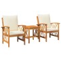Conjunto de Jardín de 3 Piezas con Cojines de Madera Maciza de Acacia | Foro24.es | Tu tienda online para hogar, jardín y más Foro24.es