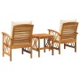 Conjunto de Jardín de 3 Piezas con Cojines de Madera Maciza de Acacia | Foro24.es | Tu tienda online para hogar, jardín y más Foro24.es