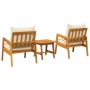 Conjunto de Bistro de 3 Piezas con Cojines de Madera Sólida de Acacia von , Outdoor-Sofas - Ref: Foro24-4106456, Preis: 209,5...