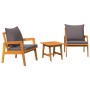Conjunto de Bistro de 3 Piezas  con Cojines de Madera Maciza de Acacia | Foro24.es | Tu tienda online para hogar, jardín y más Foro24.es