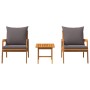 Conjunto de Bistro de 3 Piezas  con Cojines de Madera Maciza de Acacia | Foro24.es | Tu tienda online para hogar, jardín y más Foro24.es