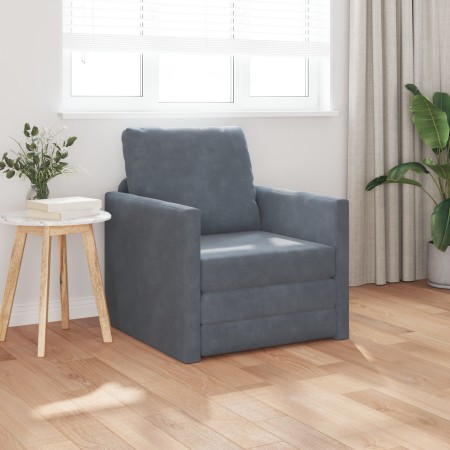 Sofá en el suelo convertible de terciopelo  74x77x81 cm gris oscuro | Foro24.es | Tu tienda online para hogar, jardín y más Foro24.es