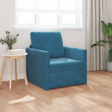 Sofá Cama 2-en-1 Azul 74x77x81 cm de Terciopelo | Foro24.es | Tu tienda online para hogar, jardín y más Foro24.es