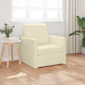 Sofá cama 2 en 1 crema 74x77x81 cm cuero sintético