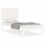 Weißer Massivholzbettrahmen mit Kopfteil 100x200 cm von vidaXL, Betten und Lattenroste - Ref: Foro24-3193652, Preis: 136,27 €...