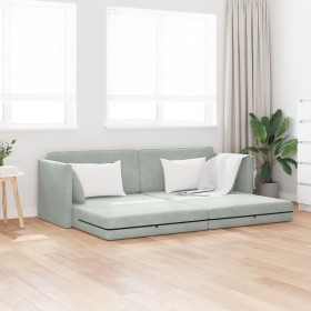 Sofá Cama 2 en 1 Gris Claro 213x144x60 cm de Terciopelo by , Sofas - Ref: Foro24-4106726, Price: 281,99 €, Discount: %