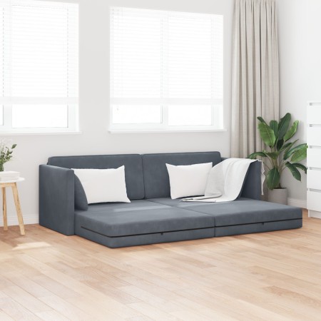Sofá Cama de Piso 2 en 1 Gris Oscuro 213x144x60 cm Terciopelo by , Sofas - Ref: Foro24-4106727, Price: 281,99 €, Discount: %