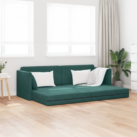 Sofá Cama 2 en 1 Verde Oscuro 213x144x60 cm de Terciopelo de , Sofás - Ref: Foro24-4106728, Precio: 276,96 €, Descuento: %