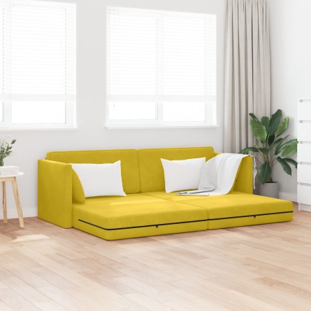 Sofá Cama 2-en-1 Amarillo 213x144x60 cm Terciopelo | Foro24.es | Tu tienda online para hogar, jardín y más Foro24.es
