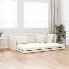Sofá Cama 2 en 1 Crema 213x144x60 cm Terciopelo by , Sofas - Ref: Foro24-4106732, Price: 281,99 €, Discount: %