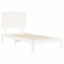 Weißer Massivholzbettrahmen mit Kopfteil 100x200 cm von vidaXL, Betten und Lattenroste - Ref: Foro24-3193652, Preis: 136,27 €...