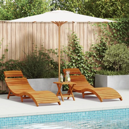 Juego de Tumbona de 3 Piezas con Mesa Lateral de Madera Maciza de Acacia | Foro24.es | Tu tienda online para hogar, jardín y más Foro24.es