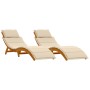 Tumbonas con cojines 2 pcs Beige de Madera Maciza de Acacia by , Loungers - Ref: Foro24-4107097, Price: 280,44 €, Discount: %